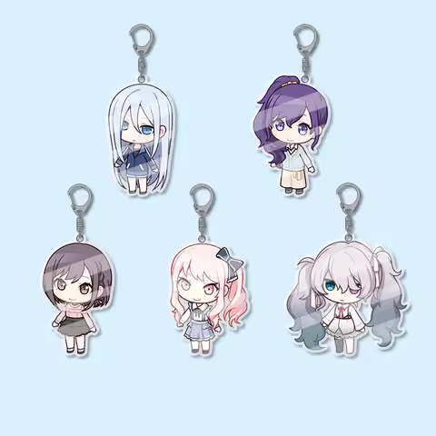Keychain PJSK 5pcs PJSK Anime Characters Project Sekai Kawaii Acrylic Keychain Set Keyring Hanging A