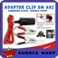Kabel Jepitan Buaya Aki Soket Colokan Rokok Mobil Plus Kabel Accu Terminal Clip-on Aki Mobil Cigaret