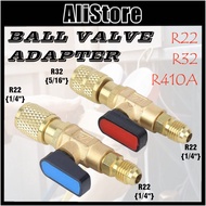 ALi Brass Refrigeration Ball Valve Adapter R32 R410a R22 Gas Connector 1/4'' Air Conditioning Vacuum
