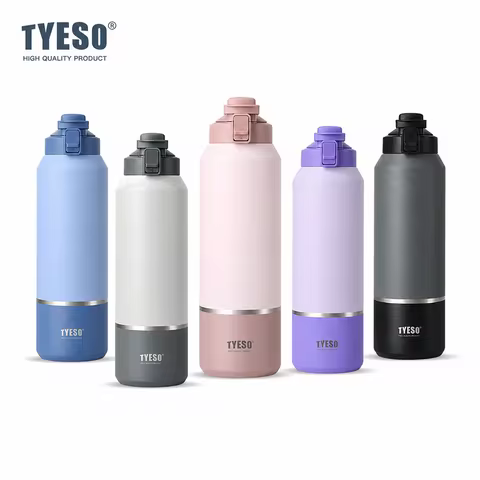 Tyeso Large‑Capacity Travel Mug with HandleVacuum Insulated Water Bottle Leakproof Lid Drinkware for