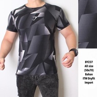 PREMIUM SHARK MOSAIC T-SHIRT / Men's running gym sports training shirt