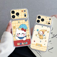 Cute Blush Waving Kitty Cat Leather Case For Realme Narzo 90 70 Pro 50 V23 V23i Q5i 5G 4G Yellow Gri