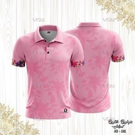CU01-SOFT PINK BATIK SONGKET SUBLIMATION POLO COLLAR TSHIRT