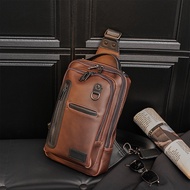 📿 Fashion Crazy Horse Leather Big Chest Bag Men's Korean Style Fashionable Chest Bag Men's Casual Crossbody Bag Men's Bag Large Capacity Hot Sale