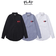 ❤❀ [Ready Stock] ❤ CDG Play Fashion White Shirt Red Heart Embroidery Long Sleeve Casual Couple Shirt