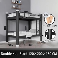 Modern Metal Loft Bed Frame Double Deck Bed Bed Frame with Safety Guardrail