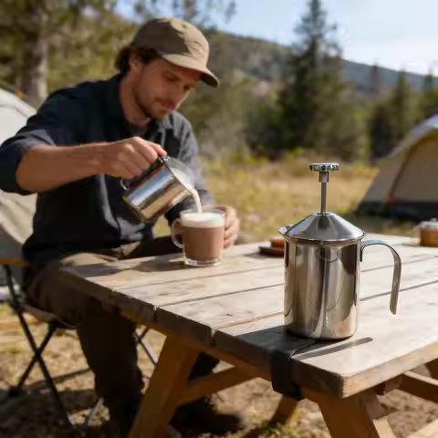 Manual Frother Large Capacity Stainless Steel Milk Frothing Pitcher For Hot Chocolate Latte Espresso
