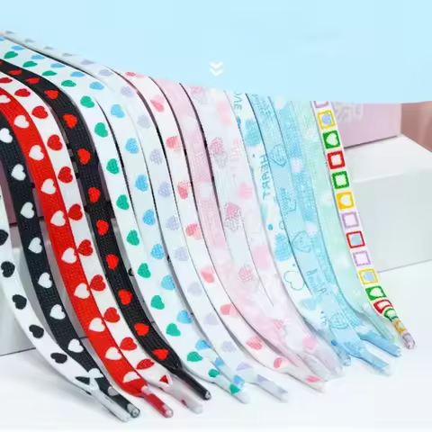 NEW Flat Pink Love Shoelace Personalized Valentine's Day Heart Shoelaces Rope Couples High Canva Spo