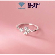 THJ women's ring - freesize 4-leaf clover ring with standard SILVER stone - THU HUONG SILVER