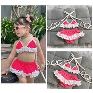 Pink Bikini (swimsuit) with white ruffles for girls Baby Girl Swimsuit Kids Swimsuit Girl Swimsuit