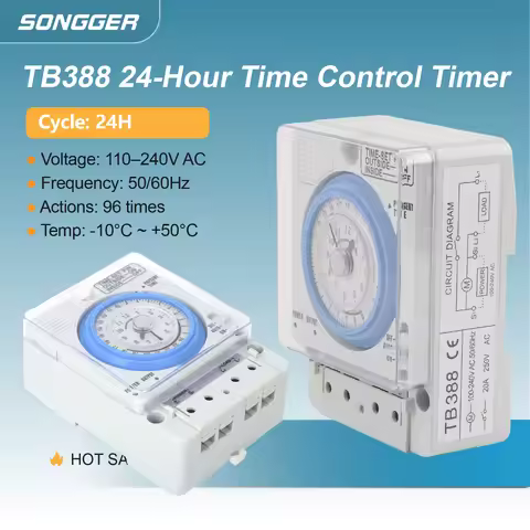 TB388 24H Timer Switch AC110V 1W AC220V 2W 50-60Hz 96 Programs 15 Min Interval for Street Light Fact