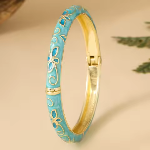 Jardme Clover Enamel Bracelet For Women Fresh Sweet Cloisonne Opening Bangles Women's Hand Jewelry