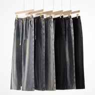 Street Wear Jeans Men Style 2025 American Retro Washed Casual Pants Loose Straight Drawstring Wide L