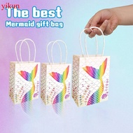 12 Pieces Mermaid Party Favors Bags with Handle Gift Bag for Candy, Chocolate, Accessories Little Decorations Games Birthday Party Supplies