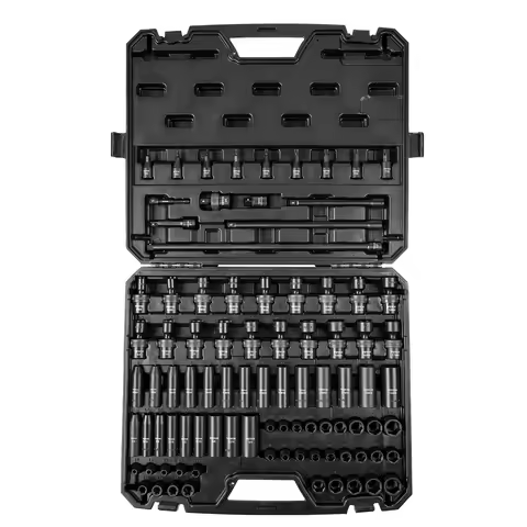 Succebuy 1/2" 3/8" Drive Impact Socket Set 13/23/33/34/48/65/90PCs SAE or Metric Cr-V/Cr-Mo Socket S