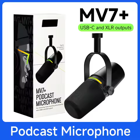MV7+ Dynamic Podcast Microphone with Voice Isolation Technology, LED Panel, and USB-C/XLR Connectivi