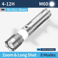 SD5311ฉลามยิ้มไฟฉาย LED M60สว่างมาก6000LM 8โหมดพร้อมซังตะเกียงตั้งแคมป์ Type-C ไฟฉายชาร์จไฟได้กันน้ำ