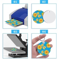 (RZUF) Key Ring Sublimation Blanks Set for Keychain Heat Transfer Keychain MDF Blanks with Key Rings