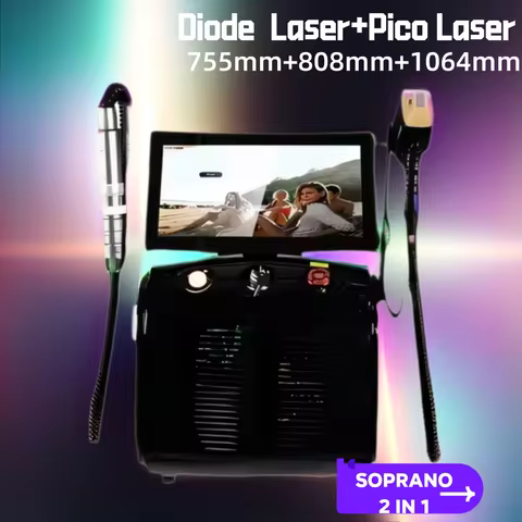 755 808 1064NM 2-in-1 Titanium Laser Technology Cooling System PICO Laser Tattoo Removal Diode Laser