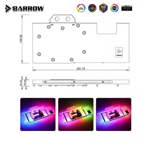 Barrow GPU Water Block For Colorful iGame RTX 3070/3070TI/3060Ti Vulcan Graphics Card Cooler 5V ARGB