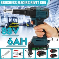 88V Cordless Rivet Nut Gun Brushess Electric Rivet Gun Drill Insert Riveting Tool with LED Light 3.2-4.8mm