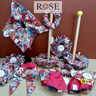 Scrunchies Rose collection handmade rough linen with 3D patterns