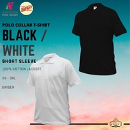 BLACK WHITE Polo Collar Shirt Unisex HITAM PUTIH Tshirt Kosong Berkolar ALAM FASHION