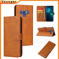 Solid Color Flip Cover Case For Samsung Galaxy Note9 Note8 Note7 Note FE Phone Holder Case With Buckle Slot Leather Case