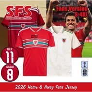 SFS 2026 Wales Football Soccer Jersey Sport Top Fans Version S-4XL