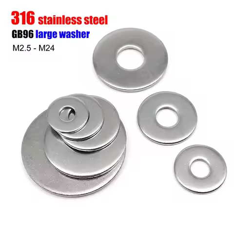 Marine Grade A4 316 Stainless Steel GB96 Large Size Oversize Big Wider Flat Washer Gasket M2.5 M3 M4