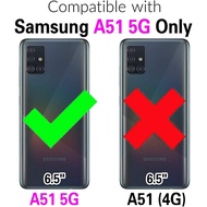 Phone Case for Samsung Galaxy A51 5G with Tempered Glass Screen Protector Cover and Credit Card Hold
