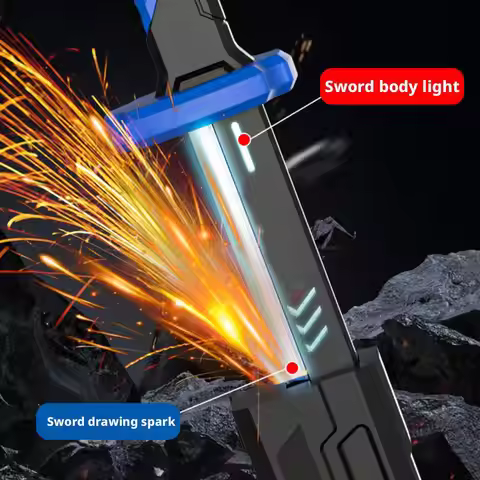 Colorful Streamer Glowing Sword Toys with Spark & Smoke Effect Sword Prop Toys For Kids Adult Flash