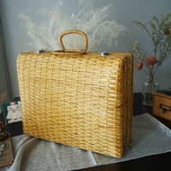 日本雜貨-編織竹藍手提行李箱/野餐著用