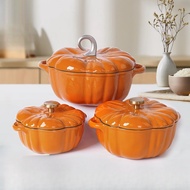 Cast Iron Pumpkin Enamel Dutch Oven, Multi-Functional Household Enamel Soup & Stew Pot Compatible wi