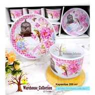 Vintage Cup + Coaster Beautiful Flower Pattern Cup/ Cup with Coaster Homeline