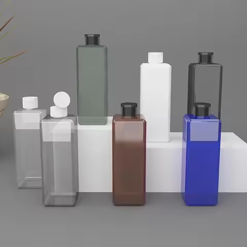 12pcs 500ml Empty White PET Plastic Refillable Cosmetic Bottle with Flip Top Cap for Travel Shampoo