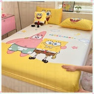 100% Pure Cotton Cartoon Style SpongeBob SquarePants Print Fitted Bedsheet For Boys Single/Super Sin