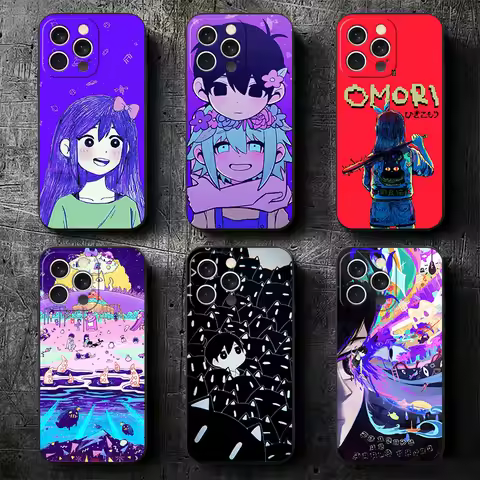 O-Omori Cartoon Game Soft Phone Case for iPhone 16 16E 17 Air 15 Pro Max 14 Plus 13 Mini 11 12 7 Bla