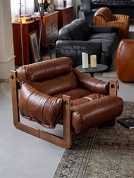 Single Sofa Chair Jersey Island Chair Living Room Vintage Style Leather Sofa Chair Leisure Lazy Chai