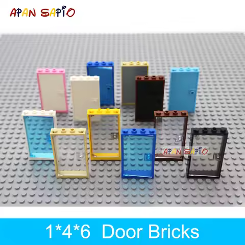 10pcs DIY Building Blocks Thick Door Bricks 1x4x6 Educational Creative Compatible With 60596 60616 P