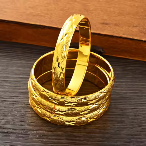 Classic 45MM Golden Color Dubai Openable Bangle Middle East Ethiopian Baby Bracelets Jewelry African