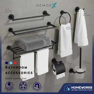 HEMOS BATHROOM FITTING SUS304 ACCESSORIES TOWEL RACK PAPER HOLDER MATT BLACK 87SERIES