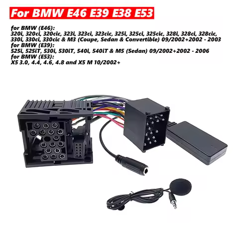 NEW Car Audio CD Radio Bluetooth 5.0 AUX 10Pin Adapter Cable For BMW E46 E39 E38 E53 16:9 Screen Han