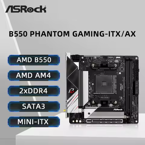 ASRock B550 Phantom Gaming-ITX/ax Motherboard Support Ryzen 5 5600X 5600G 5700x3D 5800x3D CPU DDR4 5