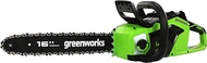 Greenworks GD40CS18 Cordless Chainsaw with Brushless Motor, 40cm Bar Length, 20m/s Chain Speed, 3.81