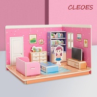 CLEOES 3D Room Model Puzzle Toys, Cardboard Model Toys 3D Room Cardboard, Cartoon Kitchen Bedroom 3D