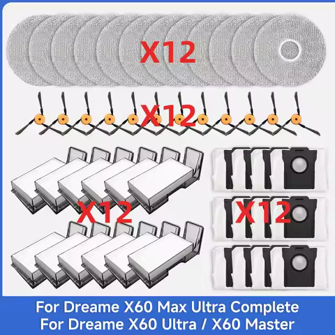 Fit For (Dreame X60 Max Ultra Complete / X60 Ultra / X60 Master) Vacuum Parts Brush HEPA Filter Mop 