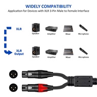 XLR to XLR Y-Splitter Cable Balanced XLR Female to Dual XLR Male Audio Microphone Adapter 2 XLR to X