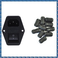 (FTQN) 10 Pcs Movable 7mm Inner Diameter Black Ferrite Core Ring Cable Clip &amp 1x Solder Lug Termi