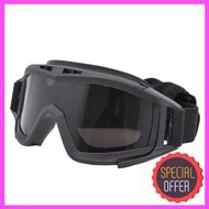 Military Airsoft Tactical Goggles Shooting Glasses 3 Lens Motorcycle Windproof Game Goggles (Black)